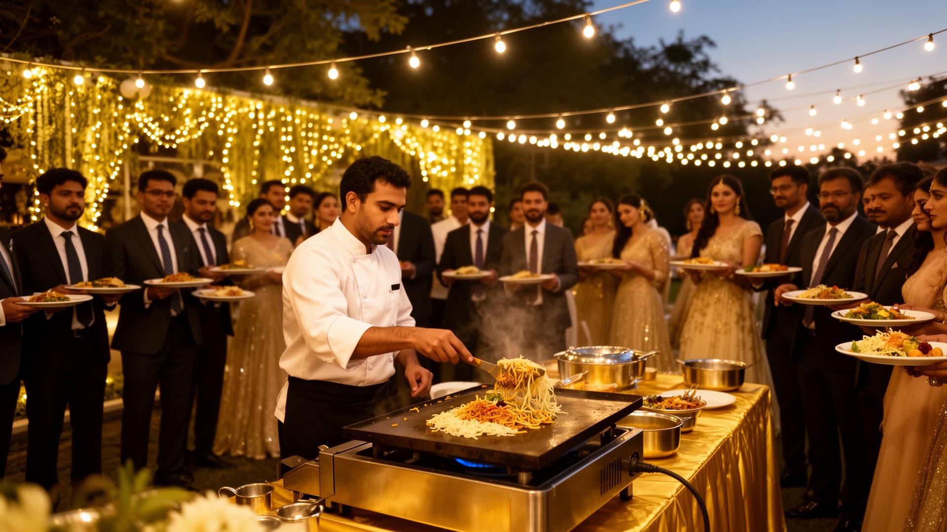 Wild Dish live kothu catering at an outdoor wedding